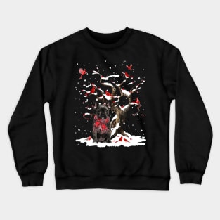 Black French Bulldog Scarf Cardinal Snow Christmas Crewneck Sweatshirt